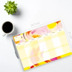 Notizblock-Set mit Kalender ohne Datum für den Schreibtisch. Immerwährender Terminplaner mit 50 Blatt zum Abreißen. Wochenplaner undatiert im Querformat fürs Büro oder zu Hause. Aus der Art.Collection von Stay Inspired-NOVA MD