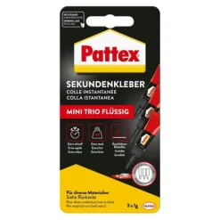 Henkel AG & Co. KGaA Pattex Kleben Pattex Sekundenkleber Flüssig Mini Trio, 3 × 1 g New