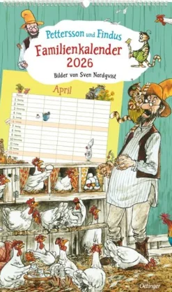 Oetinger Pettersson und Findus. Familienkalender 2026