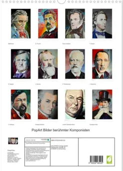 Calvendo PopArt Bilder berühmter Komponisten (Wandkalender 2026 DIN A3 hoch), Monatskalender Outlet