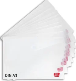 Don Bosco Medien GmbH Sicht- und Schutzhülle für Kamishibai-Bildkarten (Kamishibai-Hülle), DIN A3, mit Klettverschluss, transparent, Vorteilspack mit 10 Exemplaren Hot