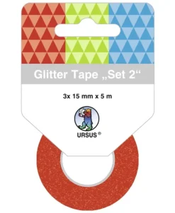 Ludwig Bähr URSUS Dekorationsartikel Glitter Tape 3er-Set, Hellrot, Hellgrün und Türkis Sale