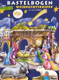 Atelier Color Weihnachtskrippe basteln Bastelbogen Ausschneidebogen Papierkrippe