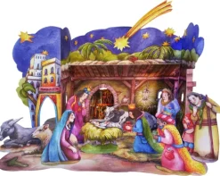 Atelier Color Weihnachtskrippe basteln Bastelbogen Ausschneidebogen Papierkrippe