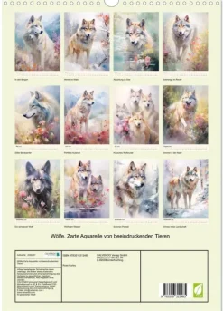 Wölfe. Zarte Aquarelle von beeindruckenden Tieren (Wandkalender 2026 DIN A3 hoch), Monatskalender-Calvendo Clearance