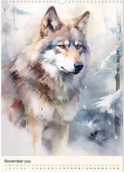 Wölfe. Zarte Aquarelle von beeindruckenden Tieren (Wandkalender 2026 DIN A3 hoch), Monatskalender-Calvendo Clearance