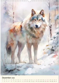 Wölfe. Zarte Aquarelle von beeindruckenden Tieren (Wandkalender 2026 DIN A3 hoch), Monatskalender-Calvendo Clearance