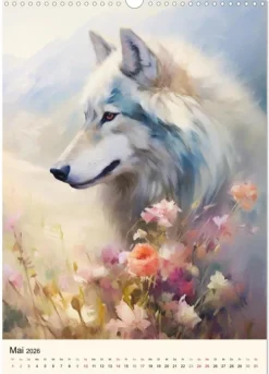 Wölfe. Zarte Aquarelle von beeindruckenden Tieren (Wandkalender 2026 DIN A3 hoch), Monatskalender-Calvendo Clearance