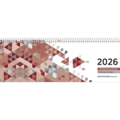 teNeues Calendars & Stationery GmbH & Co. KG Zettler Tischquerkalender 1W/2S Rot 2026 - Bürokalender 30x10 cm, Wochenkalender mit 1 Woche auf 2 Seiten, 3-sprachigem Kalendarium, Spiralbindung & Stundeneinteilung 7-19 Uhr New